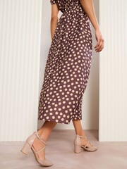 Friends Like These Nude Wide Fit Cross Strap Mid Block Heel Faux Leather Court Shoes - Image 4 of 5