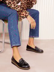 Friends Like These Black Comfort Patent Faux Leather Flat Loafers - Image 1 of 5