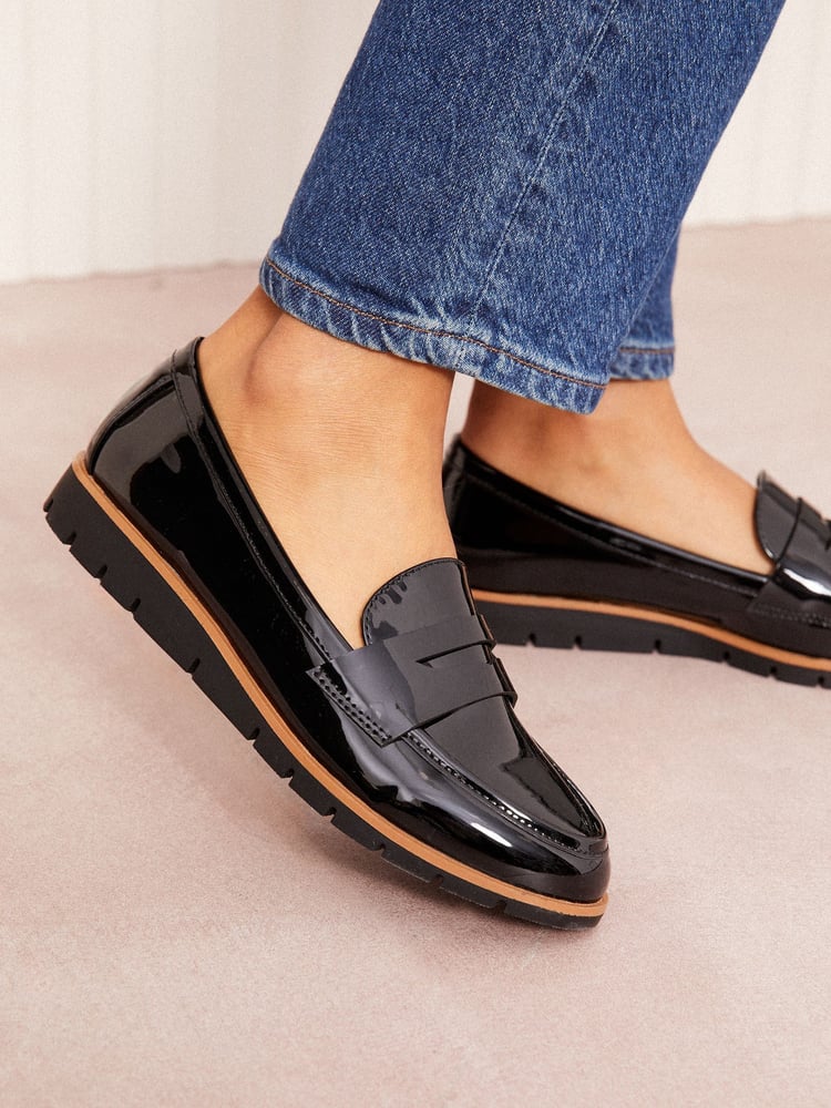 Friends Like These Black Comfort Patent Faux Leather Flat Loafers - Image 2 of 5