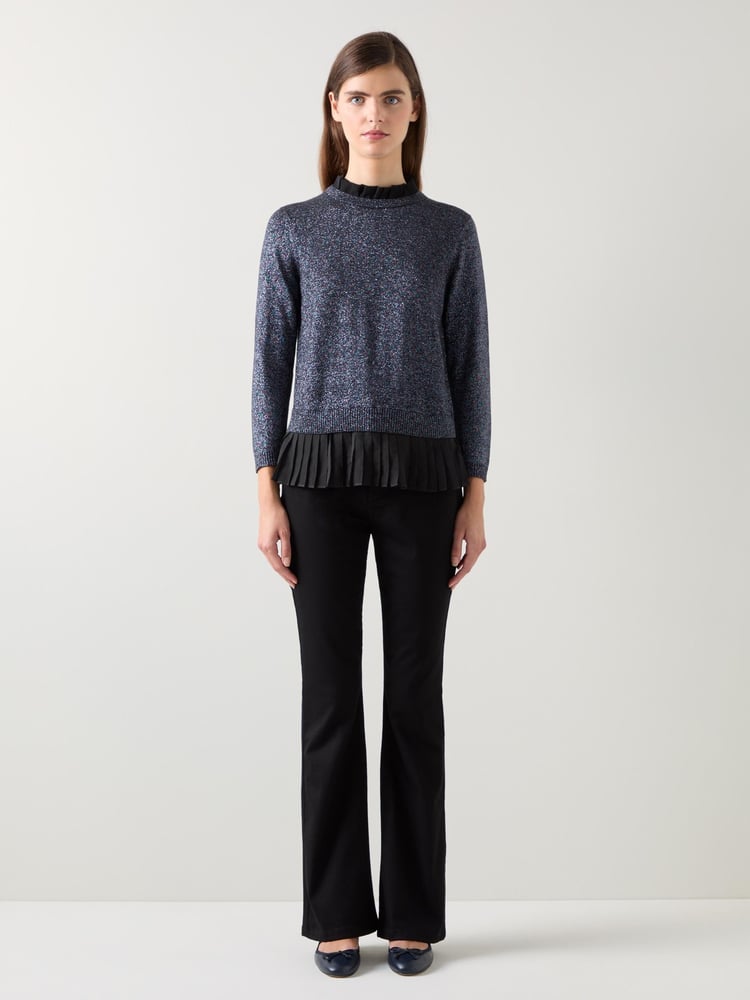 LK Bennett Black Mary Pleated Detail Knit Jumper - Image 1 of 3