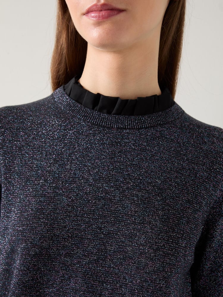 LK Bennett Black Mary Pleated Detail Knit Jumper - Image 3 of 3