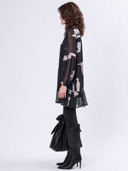 Religion Black Infinity Mini Tunic Dress With Cuffed Sleeves In Hand Painted Prints - Image 2 of 6