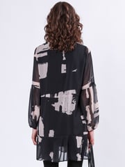 Religion Black Infinity Mini Tunic Dress With Cuffed Sleeves In Hand Painted Prints - Image 5 of 6