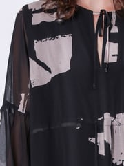 Religion Black Infinity Mini Tunic Dress With Cuffed Sleeves In Hand Painted Prints - Image 6 of 6