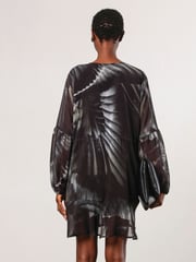 Religion Green Infinity Mini Tunic Dress With Cuffed Sleeves In Hand Painted Prints - Image 6 of 7