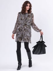 Religion Natural Infinity Mini Tunic Dress With Cuffed Sleeves In Hand Painted Prints - Image 1 of 6