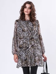 Religion Natural Infinity Mini Tunic Dress With Cuffed Sleeves In Hand Painted Prints - Image 2 of 6