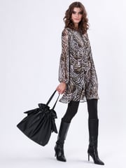 Religion Natural Infinity Mini Tunic Dress With Cuffed Sleeves In Hand Painted Prints - Image 4 of 6