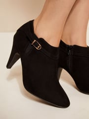 Friends Like These Black Standard fit Mid Heeled Zip Buckle Shoes Boots - Image 3 of 4