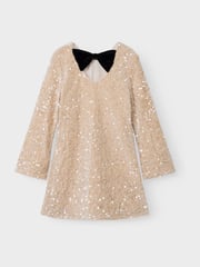 Name It White Long Sleeve Sequin Bow Back Dress - Image 4 of 4