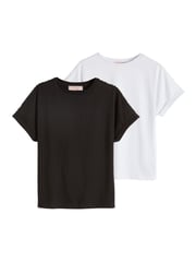 Lipsy Black/White Shoulder Trim 100% Cotton Tops 2 Pack (5-16yrs) - Image 2 of 8