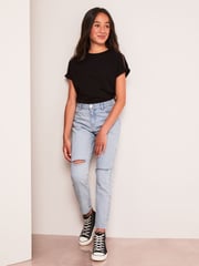 Lipsy Black/White Shoulder Trim 100% Cotton Tops 2 Pack (5-16yrs) - Image 4 of 8