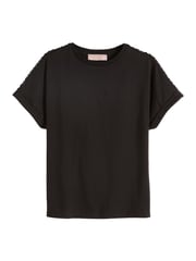 Lipsy Black/White Shoulder Trim 100% Cotton Tops 2 Pack (5-16yrs) - Image 7 of 8