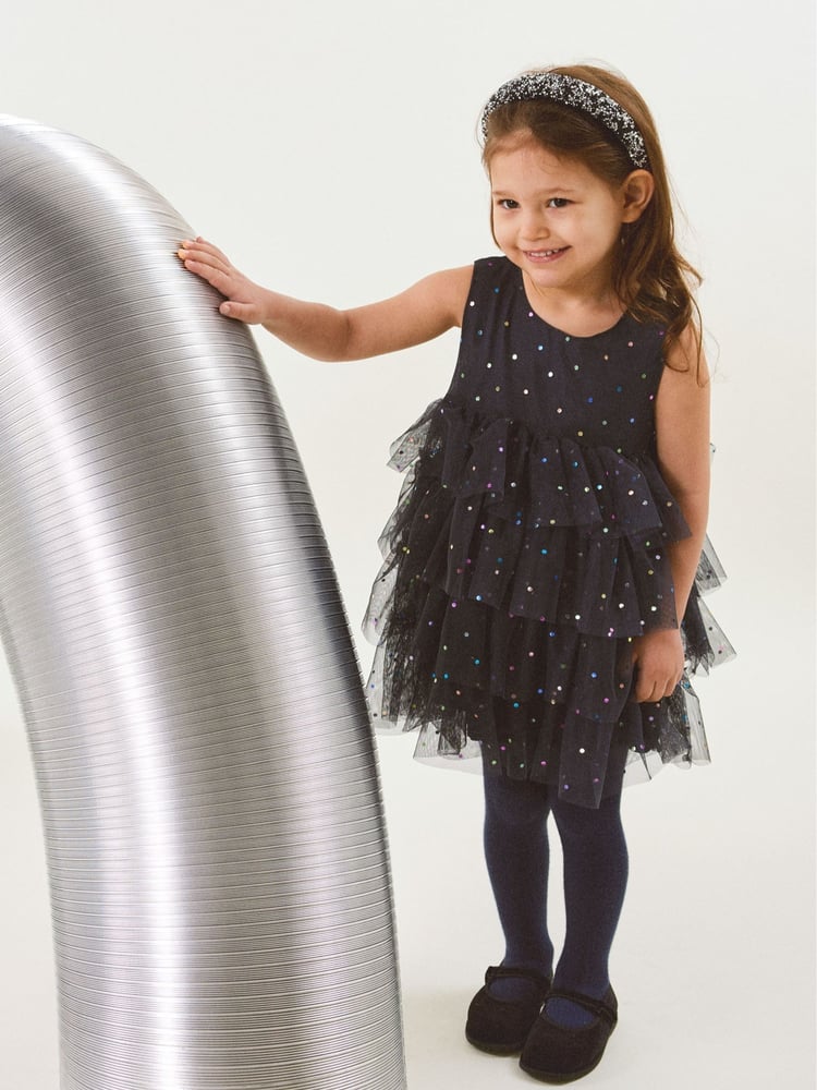 Name It Blue Tulle Mesh Frill Dress - Image 1 of 4