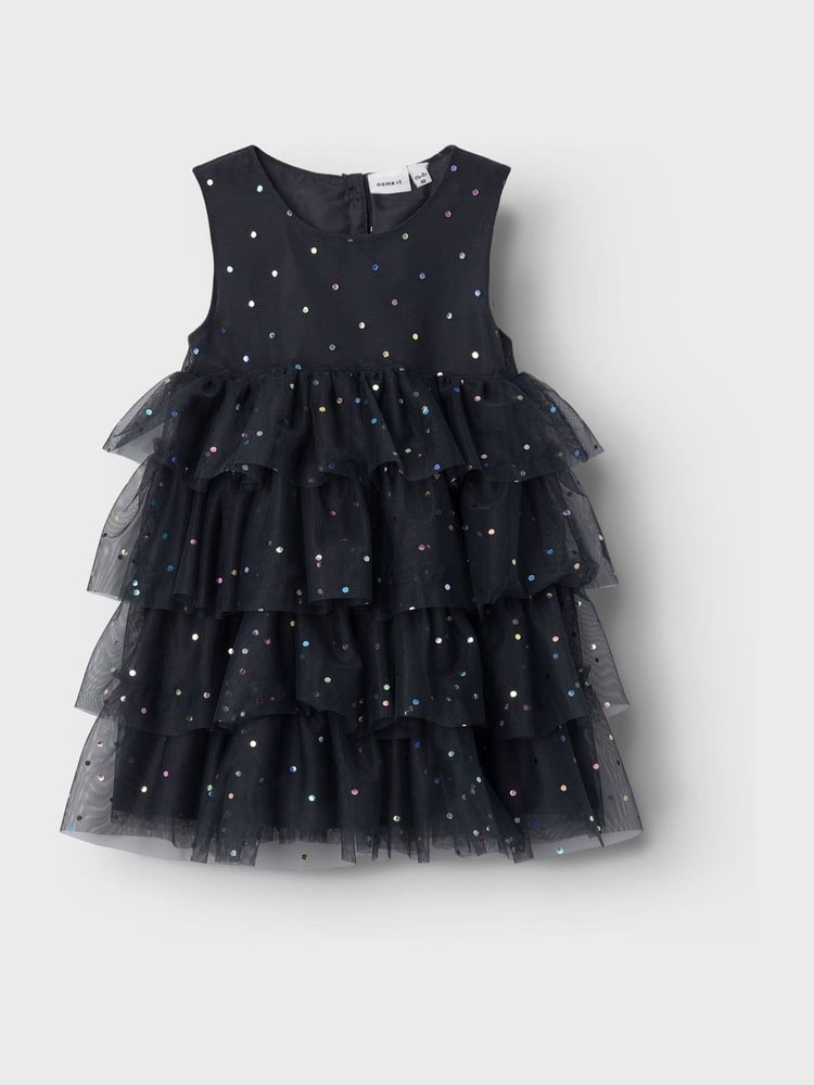 Name It Blue Tulle Mesh Frill Dress - Image 2 of 4