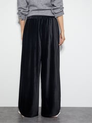 Monsoon Black Shay Rib Velour Wide Leg Trousers - Image 3 of 4