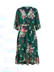 Yumi Green Floral Kimono Dipped Hem Dress - Image 5 of 5