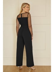 Yumi Black Spot Mesh Stretch Jumpsuit - Image 8 of 9