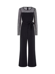 Yumi Black Spot Mesh Stretch Jumpsuit - Image 9 of 9