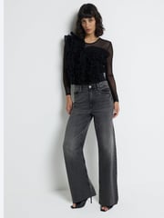River Island Black Frill Long Sleeve Bodies - Image 2 of 6