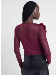 River Island Burgundy Frill Long Sleeve Bodies - Image 2 of 4