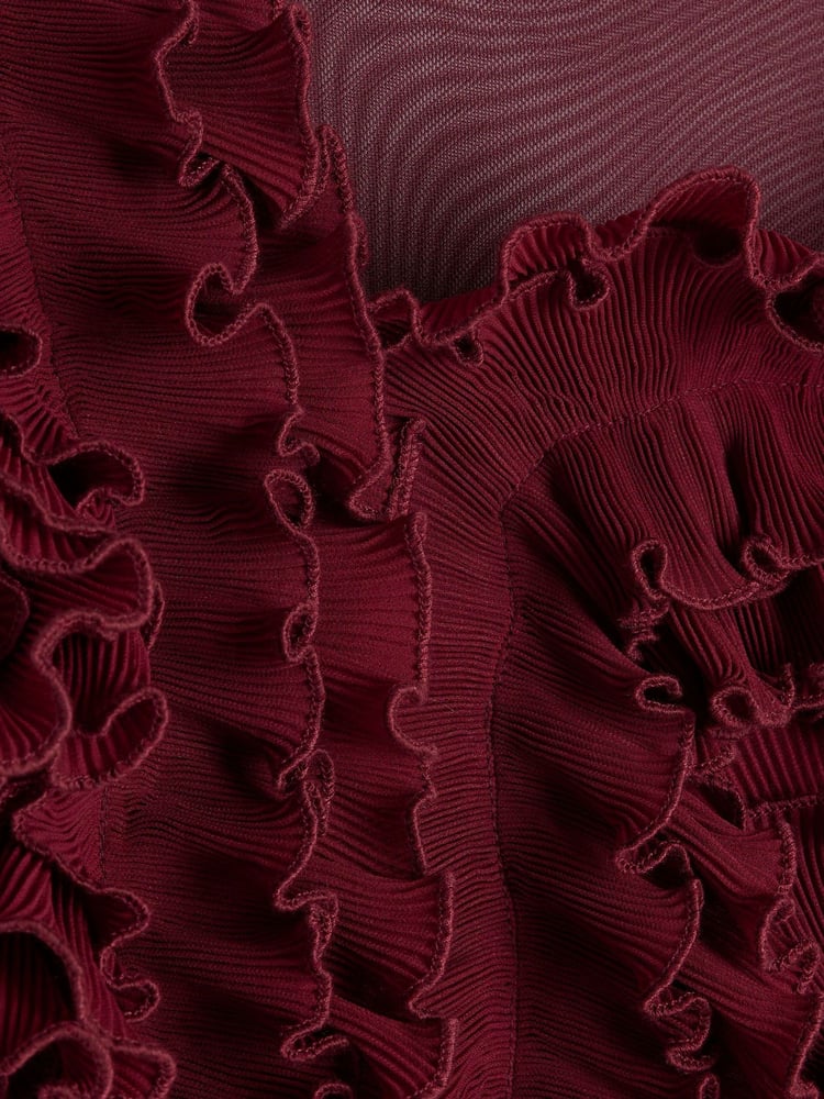 River Island Burgundy Frill Long Sleeve Bodies - Image 4 of 4