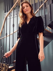 Aspiga Tallulah Velvet Black Jumpsuit - Image 3 of 4