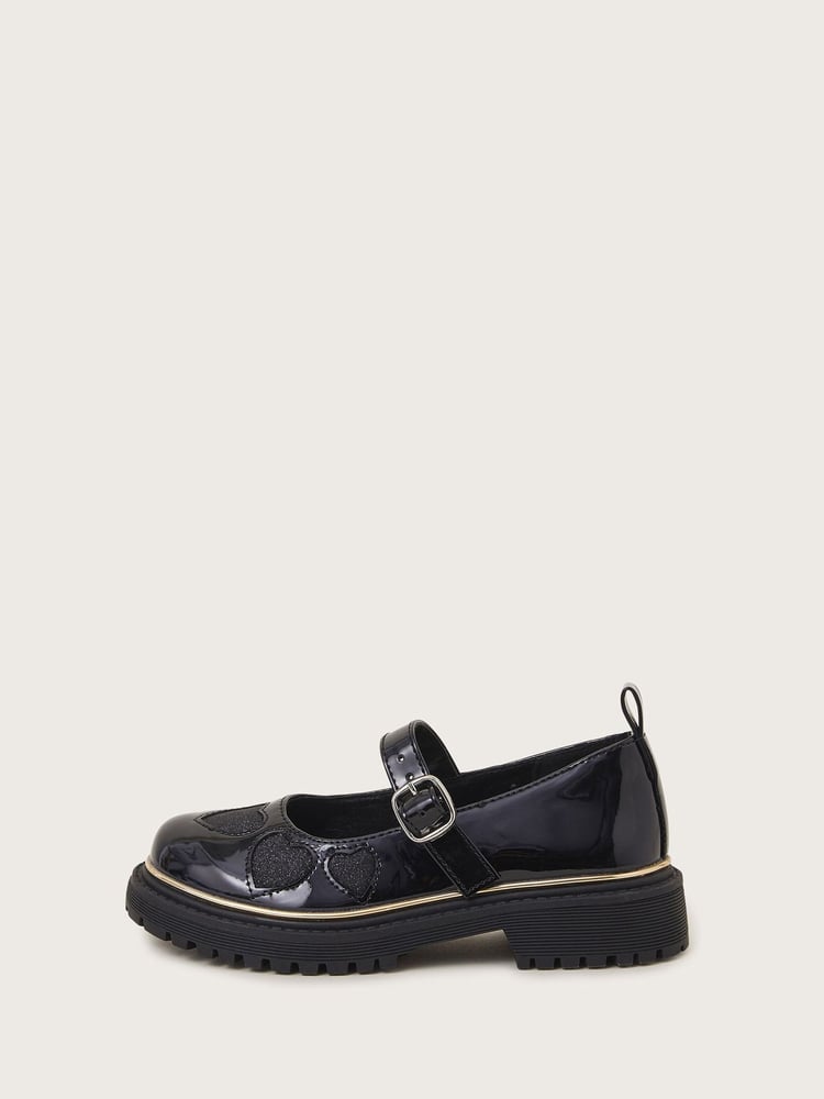 Monsoon Black Glitter Heart Chunky Mary Jane Shoes - Image 1 of 2