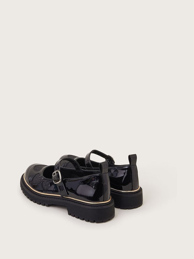 Monsoon Black Glitter Heart Chunky Mary Jane Shoes - Image 2 of 2