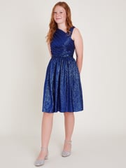Monsoon Blue Abigail Metallic Drape Sequin Dress - Image 1 of 4