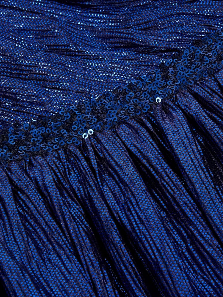 Monsoon Blue Abigail Metallic Drape Sequin Dress - Image 4 of 4