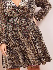 Friends Like These Black Animal Curve Long Sleeve Printed Velvet Mini Dress - Image 2 of 4