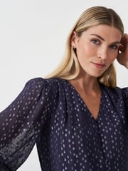 Crew Clothing Blue Lola Metallic Tie Back Blouse - Image 4 of 5