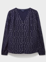 Crew Clothing Blue Lola Metallic Tie Back Blouse - Image 5 of 5