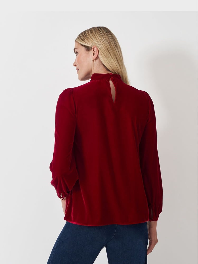Crew Clothing Company Red Georgia Twist Front Velvet Top - Image 2 of 5