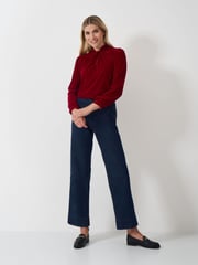 Crew Clothing Company Red Georgia Twist Front Velvet Top - Image 4 of 5