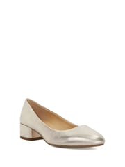 Dune London Gold Wide Fit Bracket Low Heel Comfort Court Shoes - Image 1 of 5
