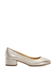 Dune London Gold Wide Fit Bracket Low Heel Comfort Court Shoes - Image 2 of 5