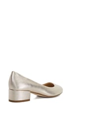 Dune London Gold Wide Fit Bracket Low Heel Comfort Court Shoes - Image 3 of 5