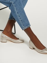 Dune London Gold Wide Fit Bracket Low Heel Comfort Court Shoes - Image 5 of 5