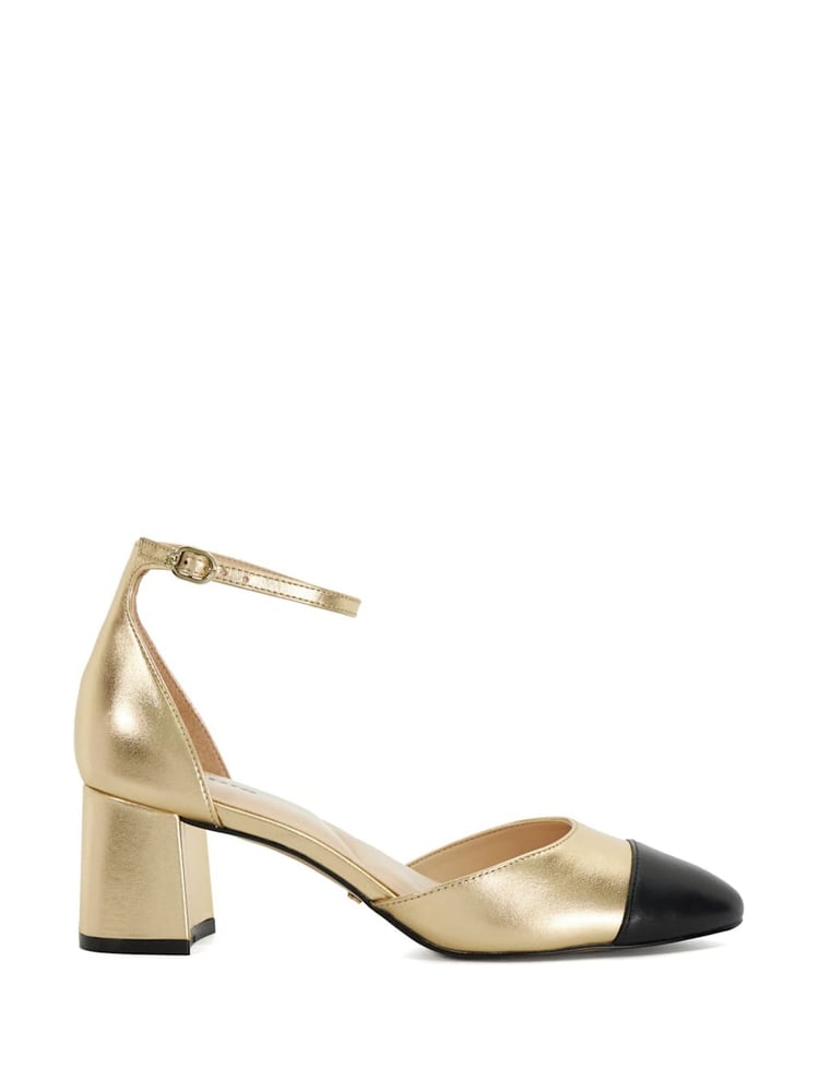Dune London Gold Careless 2 Part Toe Cap Ballet Open Courts - Image 2 of 6
