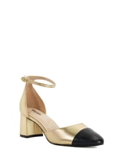 Dune London Gold Careless 2 Part Toe Cap Ballet Open Courts - Image 3 of 6