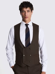 MOSS Brown Slim Fit Brown Flannel Waistcoat - Image 1 of 3