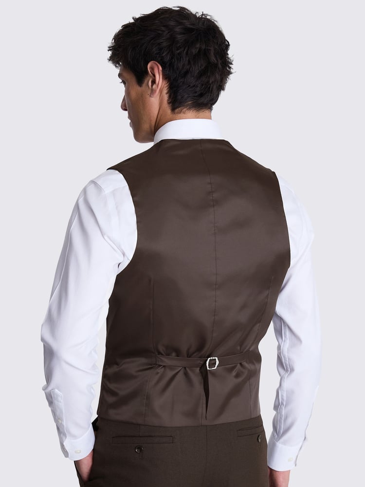 MOSS Brown Slim Fit Brown Flannel Waistcoat - Image 2 of 3