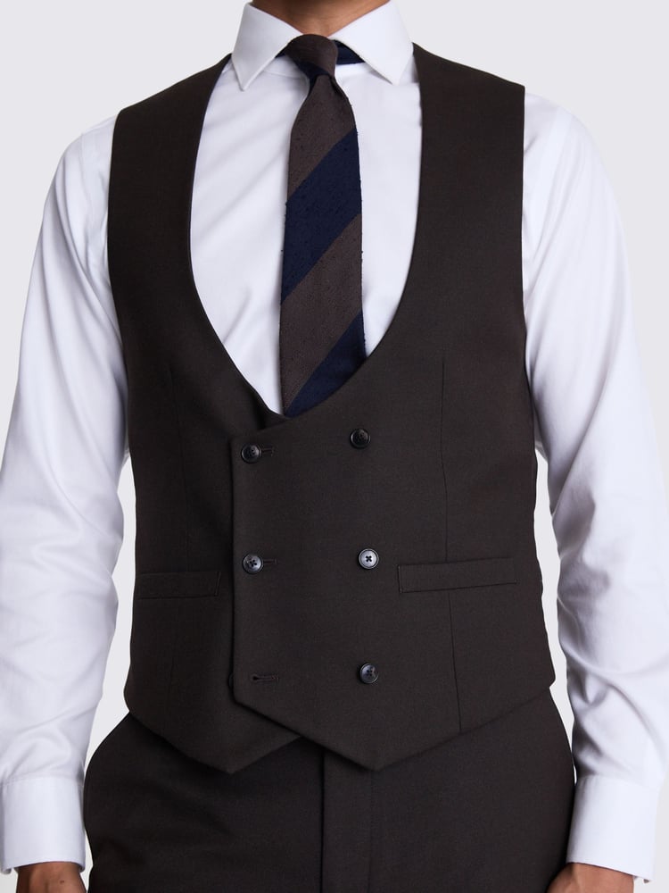 MOSS Brown Slim Fit Brown Flannel Waistcoat - Image 3 of 3
