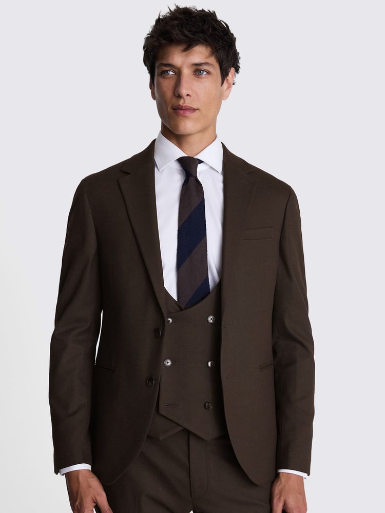 MOSS Brown Slim Fit Brown Flannel Jacket - Image 1 of 7