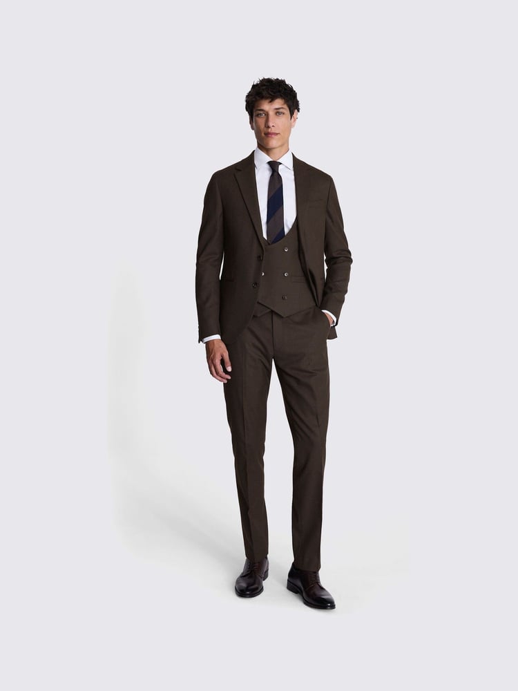 MOSS Brown Slim Fit Brown Flannel Jacket - Image 2 of 7