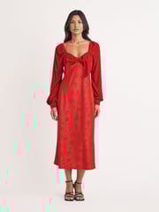 Nobodys Child Red Vicky Velvet Bow Midi Dress - Image 2 of 5