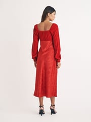 Nobodys Child Red Vicky Velvet Bow Midi Dress - Image 3 of 5