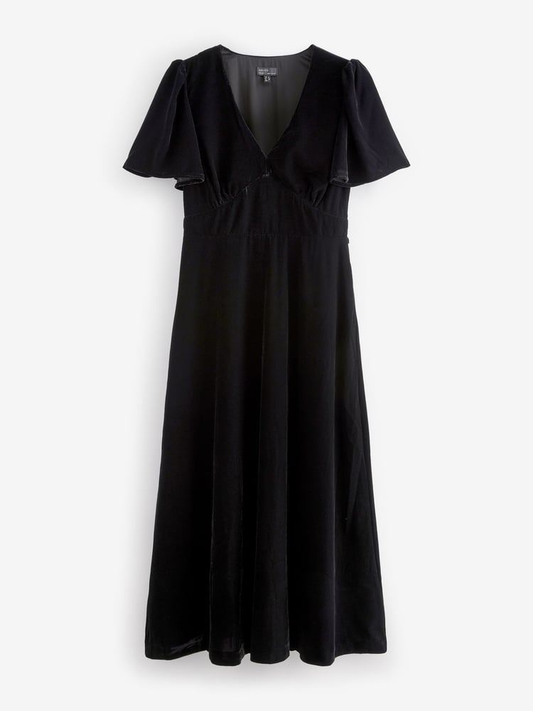 Nobodys Child Black Atlas Velvet Midaxi Dress - Image 5 of 5